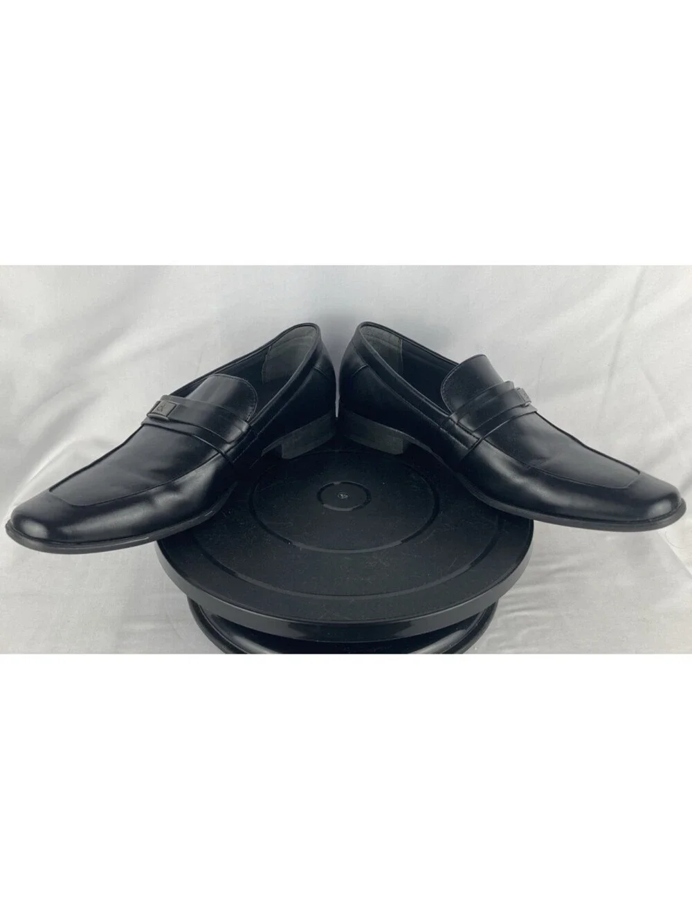 Men’s Size 8 Calvin Klein Brighton Black Leather Loafers Slip On Dress Shoes